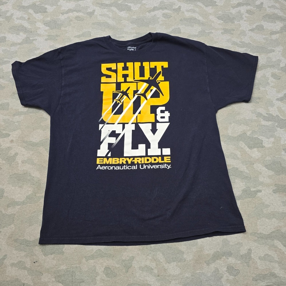 Champion Shirt Mens XL‎ Blue Short Sleeve Shut Up and Fly